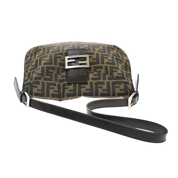 FENDI Logo Mamma Zucca Pattern Shoulder Bag Canvas Leather Brown Italy - Picture 6 of 14